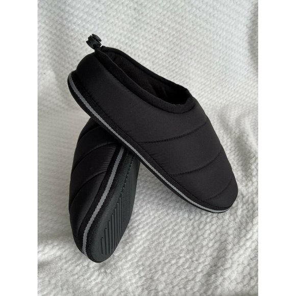 Men’s Size M 8-9 Weatherproof Nylon Puffer Slippers Collapsible Back,Black main image 8